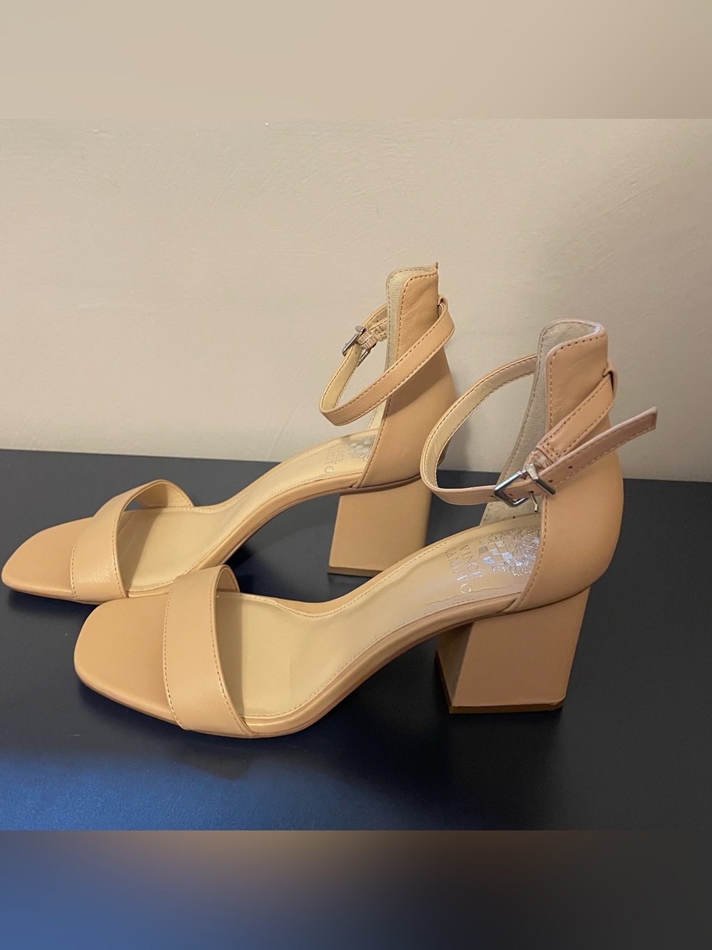 Vince Camuto Beige Block Heels Size 8.5 NWT